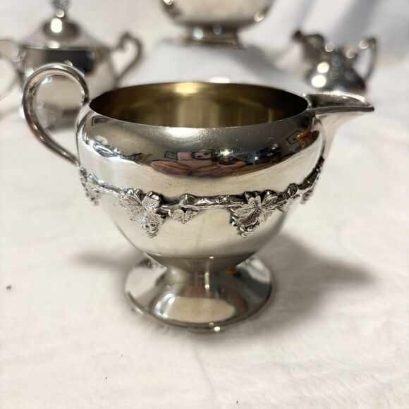 Vintage Ornate Silver Plate Creamer & Sugar Lot – Viking, WM Rogers, Mixed - Picture 6 of 16